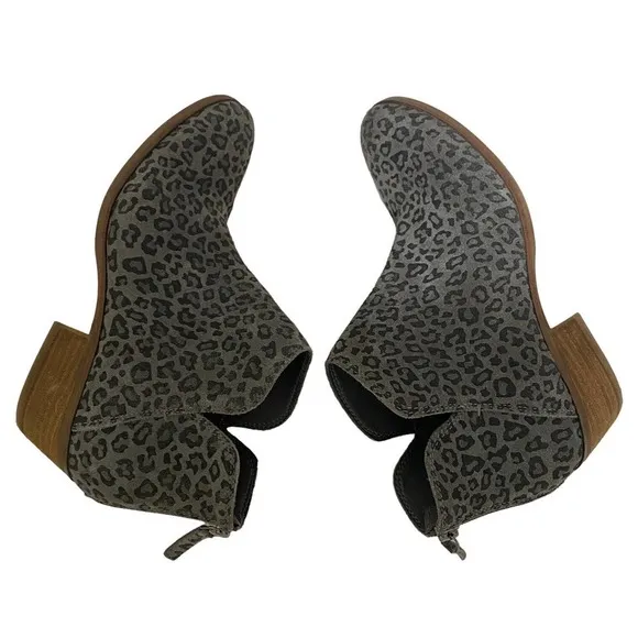 Michael Shannon Nadya Gray Suede Leopard Low Heel Booties