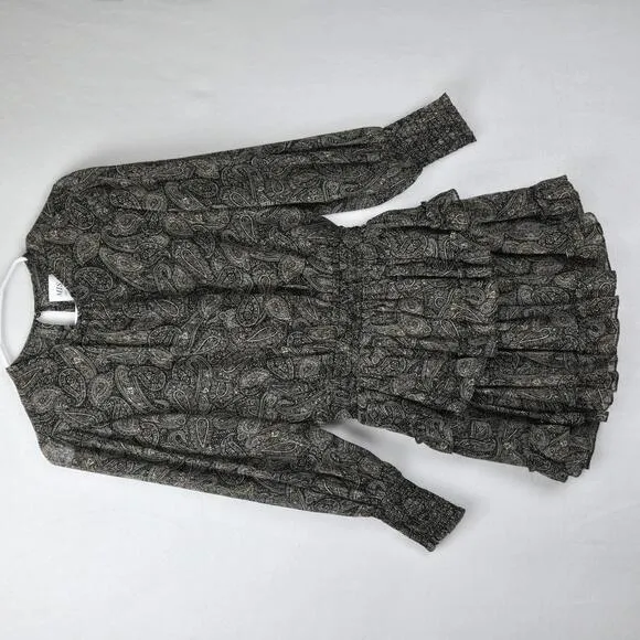 Misa Los Angeles Camila Paisley Smock Waist Long Sleeve Mini Dress Size XS NWT