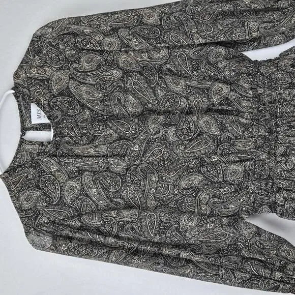 Misa Los Angeles Camila Paisley Smock Waist Long Sleeve Mini Dress Size XS NWT