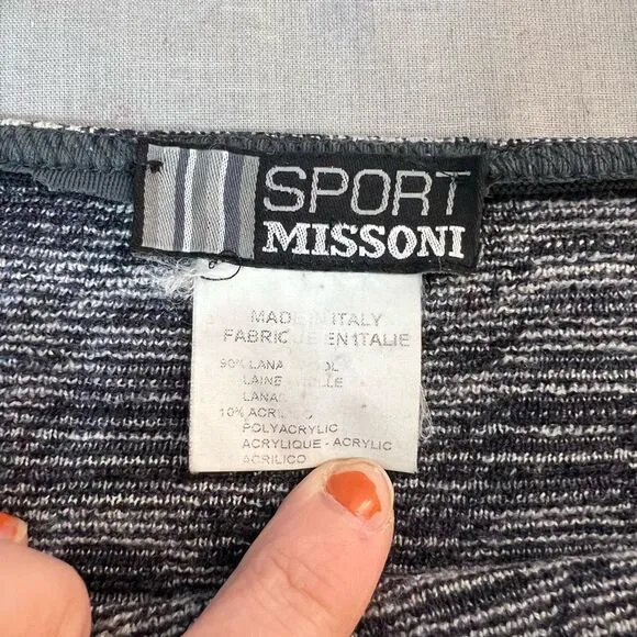 Missoni Sport Black Chevron Knit Mini Skirt Italian Size 42 or US Large 10/12