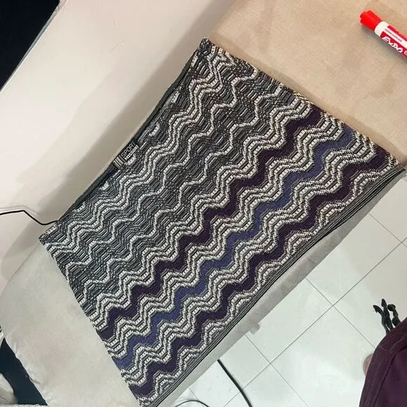 Missoni Sport Black Chevron Knit Mini Skirt Italian Size 42 or US Large 10/12