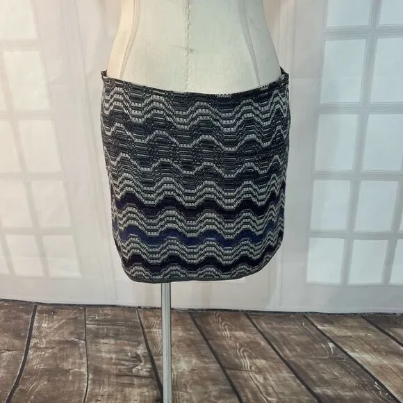 Missoni Sport Black Chevron Knit Mini Skirt Italian Size 42 or US Large 10/12