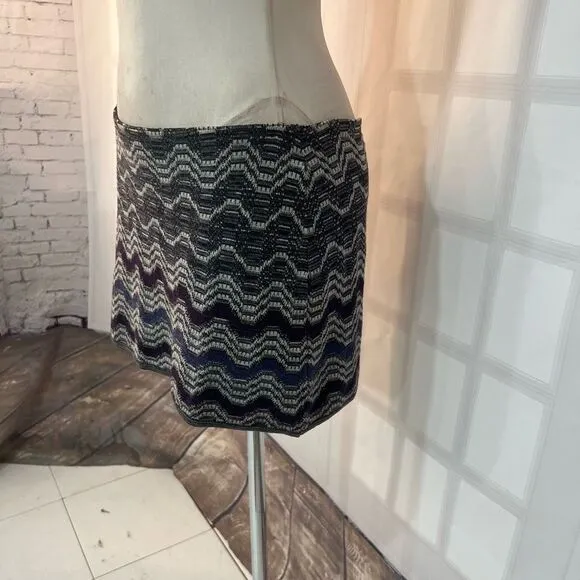 Missoni Sport Black Chevron Knit Mini Skirt Italian Size 42 or US Large 10/12