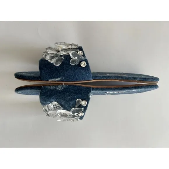 MIU MIU Denim Crystal Sandals