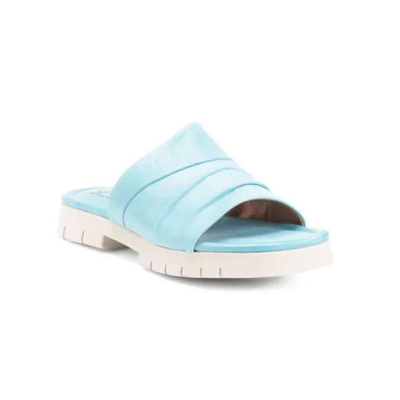MIZ MOOZ Air Blue Made In Portugal Leather Claribel Slide Sandals