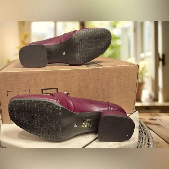 MIZ MOOZ  Bordeaux Leslee Leather Loafers Heel Womens EU 36