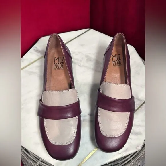 MIZ MOOZ  Bordeaux Leslee Leather Loafers Heel Womens EU 36