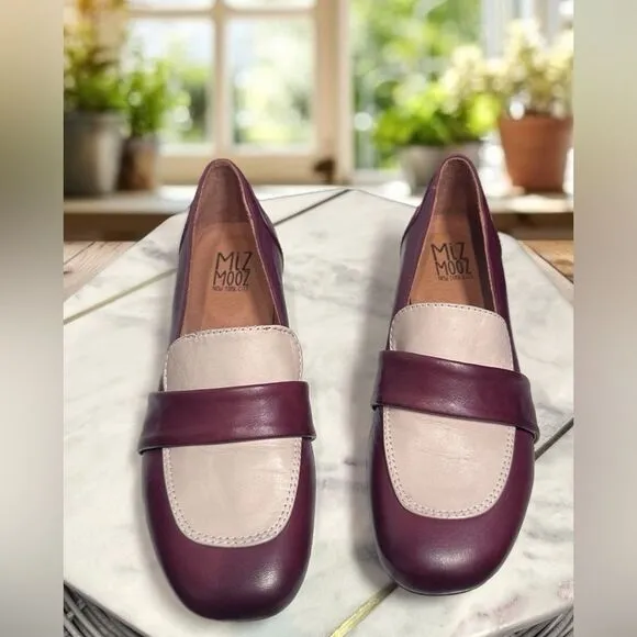 MIZ MOOZ  Bordeaux Leslee Leather Loafers Heel Womens EU 36
