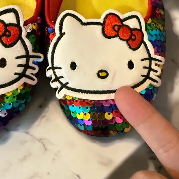 Mod Cloth x Hello Kitty Womens Size 7 Sweetly Sequined Flats Rainbow Sequins