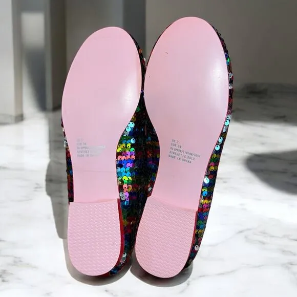 Mod Cloth x Hello Kitty Womens Size 7 Sweetly Sequined Flats Rainbow Sequins