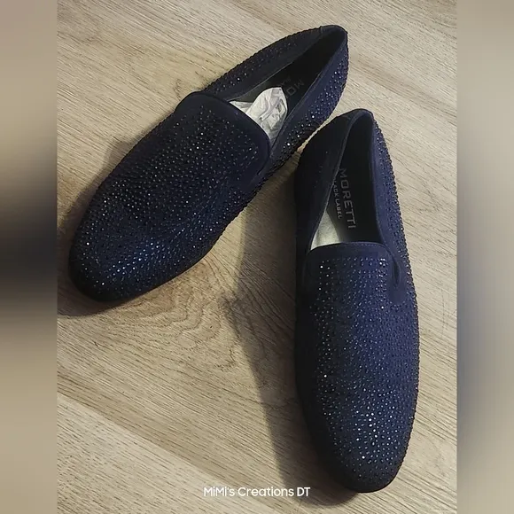 Moretti Irving Formal Black Label Loafers in Midnight Crystals