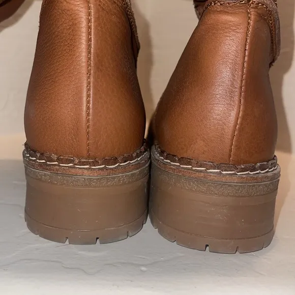 MOSSE &amp; CLOUD San Benito Leather Calf Boots Brown Sz 10 Slight Slouch Stitched