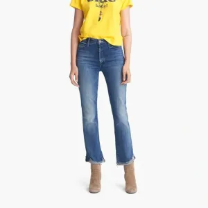 Mother Denim High Waisted Rascal Ankle Slit Flip Double Shot Espresso Jeans