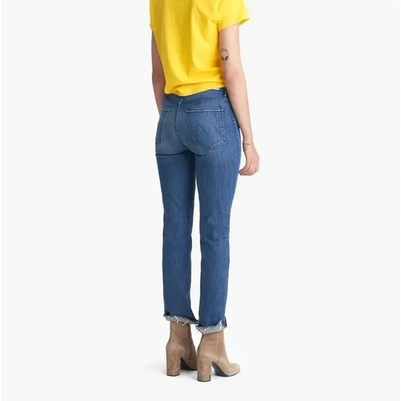 Mother Denim High Waisted Rascal Ankle Slit Flip Double Shot Espresso Jeans