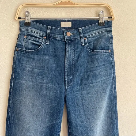 Mother Denim High Waisted Rascal Ankle Slit Flip Double Shot Espresso Jeans