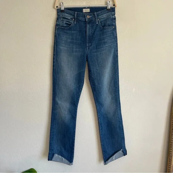 Mother Denim High Waisted Rascal Ankle Slit Flip Double Shot Espresso Jeans
