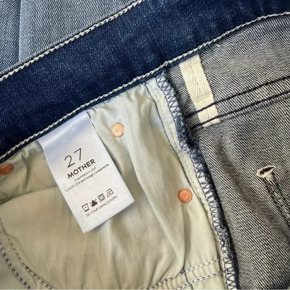 Mother Denim High Waisted Rascal Ankle Slit Flip Double Shot Espresso Jeans