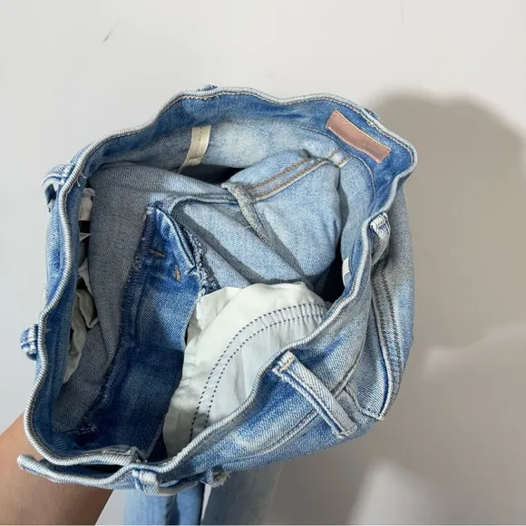 MOTHER The Hustler Ankle Fray Au Revoir Jeans 24 High Rise Light Wash Denim Boho