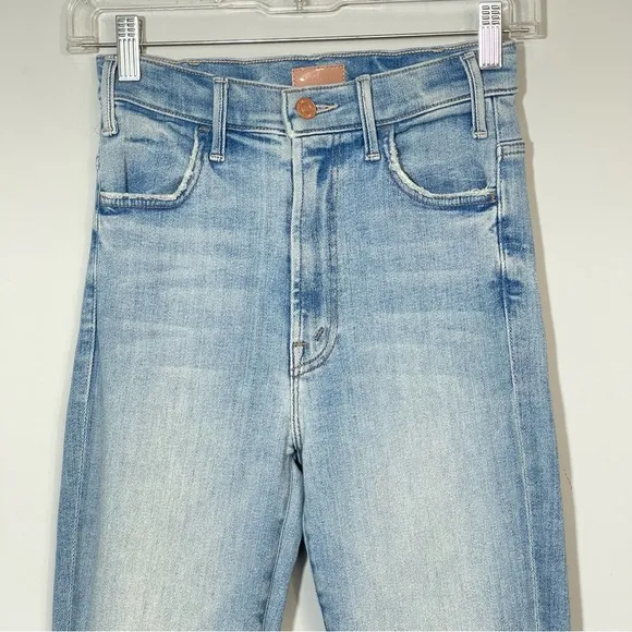 MOTHER The Hustler Ankle Fray Au Revoir Jeans 24 High Rise Light Wash Denim Boho