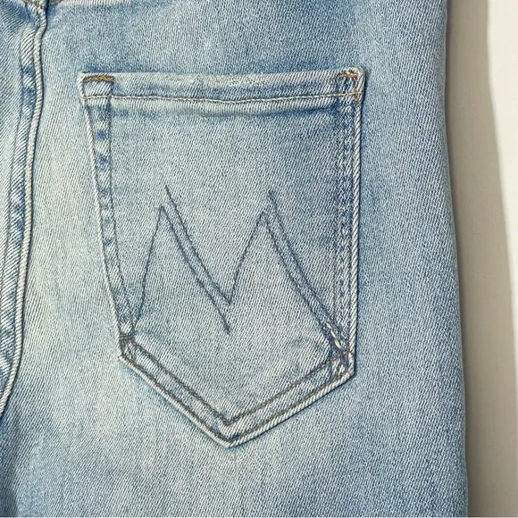 MOTHER The Hustler Ankle Fray Au Revoir Jeans 24 High Rise Light Wash Denim Boho
