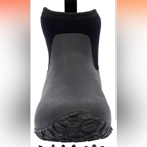 Muck ankle high waterproof boots, black men’s work boots, easy slip on/off