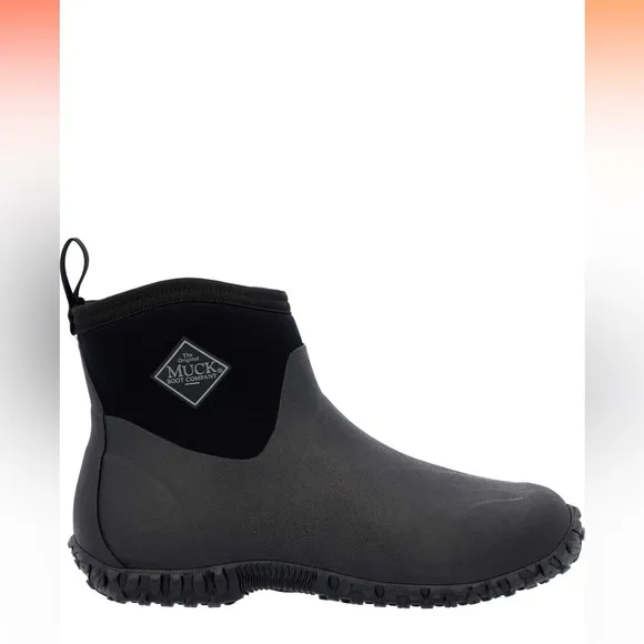 Muck ankle high waterproof boots, black men’s work boots, easy slip on/off