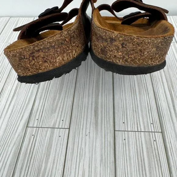 Naot men's Santa Barbara sandals slides EUR 44 US 11 brown leather dual buckle