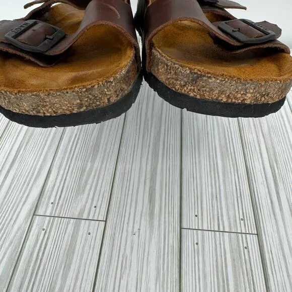 Naot men's Santa Barbara sandals slides EUR 44 US 11 brown leather dual buckle