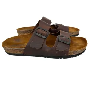 Naot men's Santa Barbara sandals slides EUR 44 US 11 brown leather dual buckle