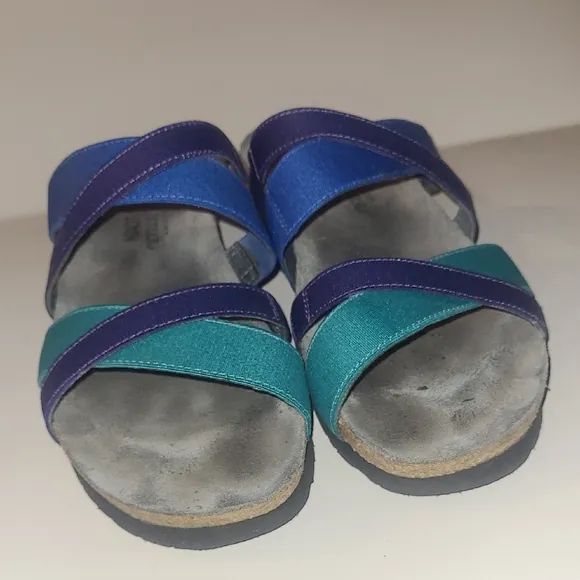 Naot Sandals Strappy Slides Green Blue Navy Boho Whimsical Fairy Festival