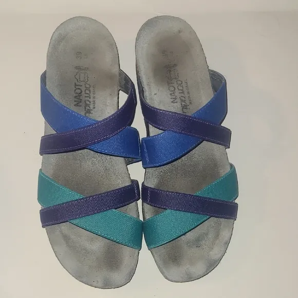 Naot Sandals Strappy Slides Green Blue Navy Boho Whimsical Fairy Festival