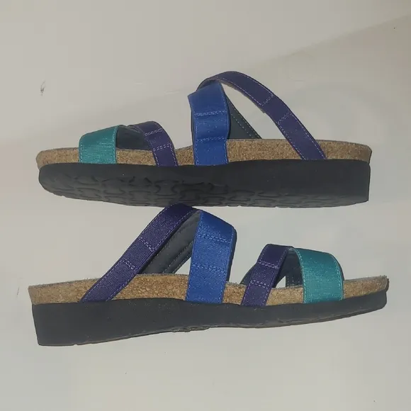 Naot Sandals Strappy Slides Green Blue Navy Boho Whimsical Fairy Festival