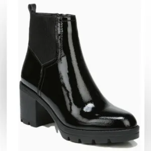 NATURALIZER $179 Verney 2 Patent Leather Block Heel Ankle Boots Size 12 Med NWT