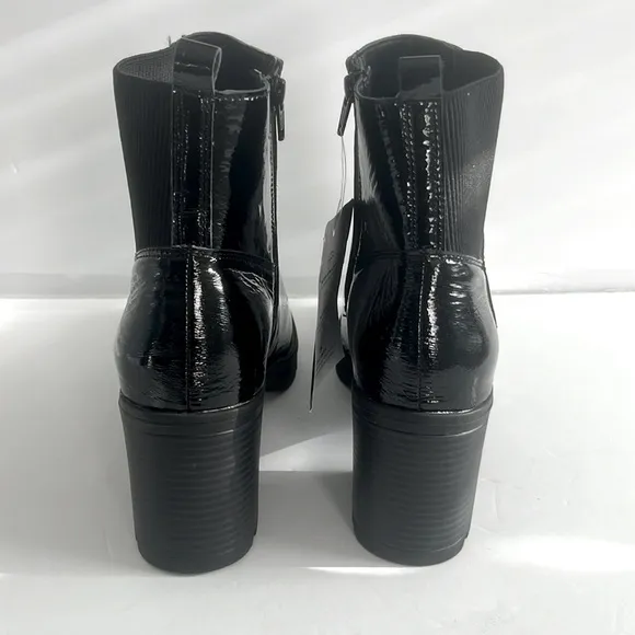 NATURALIZER $179 Verney 2 Patent Leather Block Heel Ankle Boots Size 12 Med NWT