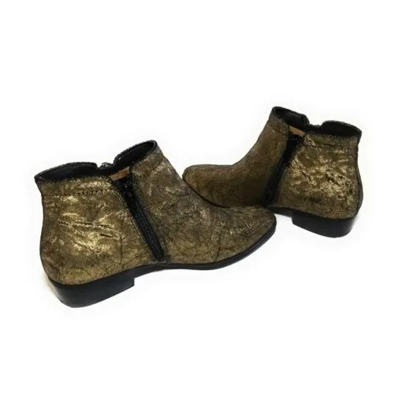 Naturalizer Blair Crushed Velvet Ankle Booties in Gold Metallic Womens Size 6 M