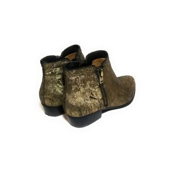 Naturalizer Blair Crushed Velvet Ankle Booties in Gold Metallic Womens Size 6 M