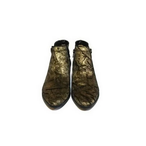 Naturalizer Blair Crushed Velvet Ankle Booties in Gold Metallic Womens Size 6 M