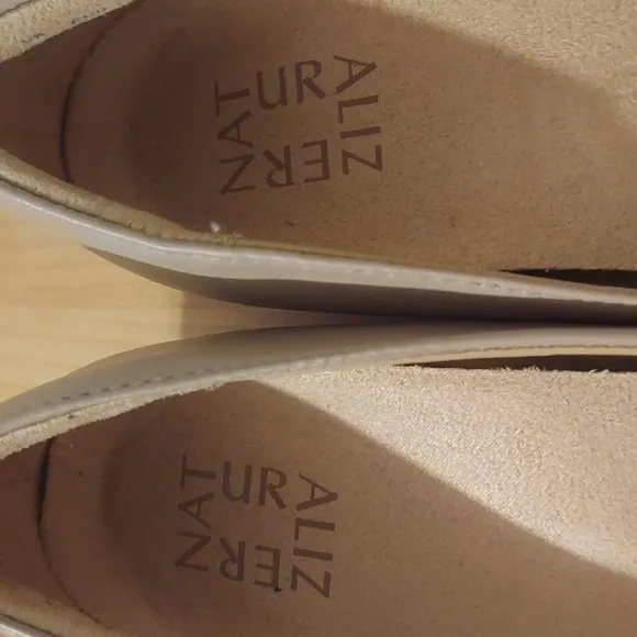 Naturalizer Gertie Leather and Snakeprint Ballet Flats with Bow Detail Size 7.5