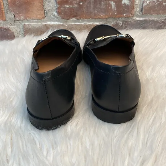Naturalizer Stevie Horsebit Black Leather Loafers, Size 12W