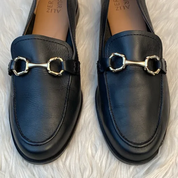 Naturalizer Stevie Horsebit Black Leather Loafers, Size 12W