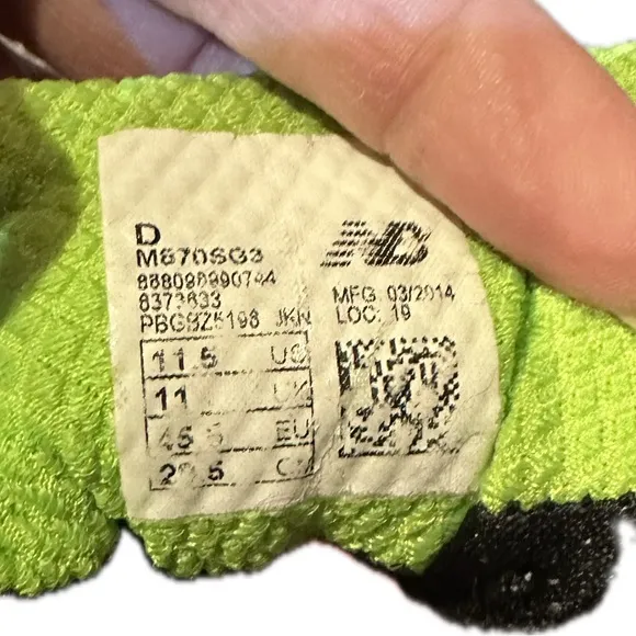 NB NEW BALANCE SNEAKERS RUN WALK ATHLETIC SZ 11.5 870v3 GRAY GREEN BLACK GLOW
