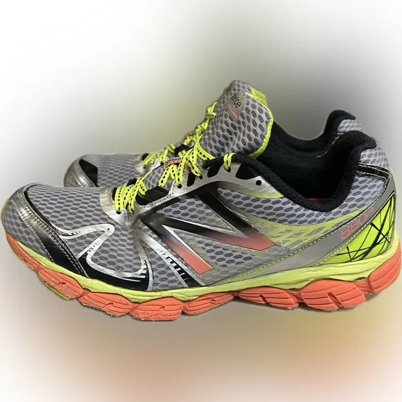 NB NEW BALANCE SNEAKERS RUN WALK ATHLETIC SZ 11.5 880v4 GRAY ORANGE BLACK YELLOW