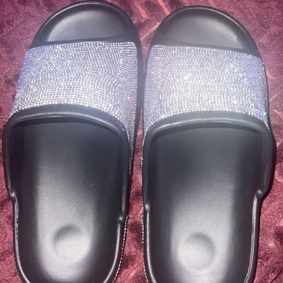 Neiman Marcus Rhinestone Cloud Glitter Sandals