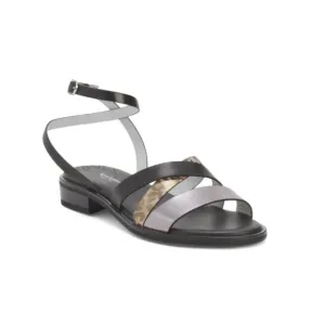 NEROGIARDINI Black Multi Made In Italy Leather Animal Print Strappy Sandals