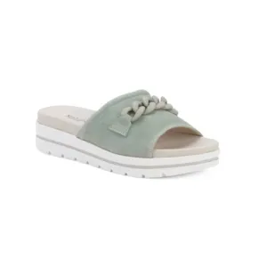 NEROGIARDINI Sea Glass Made In Italy Leather Chain Footbed Sandals