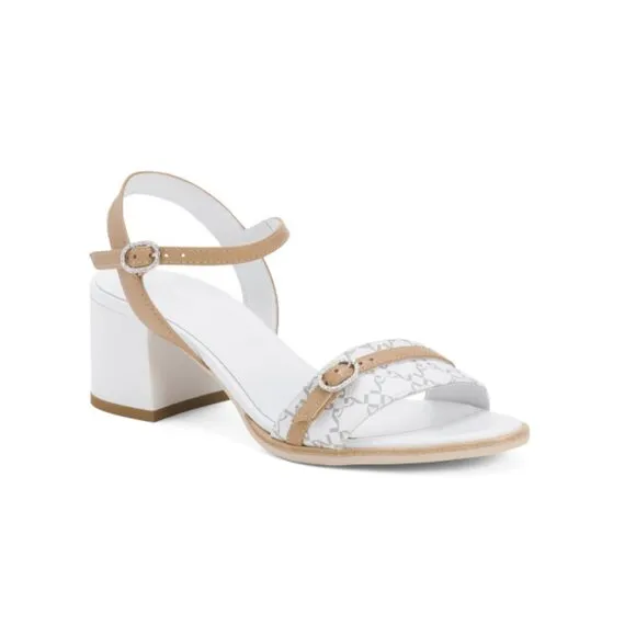 NEROGIARDINI White Made In Italy Leather Logo City Sandals