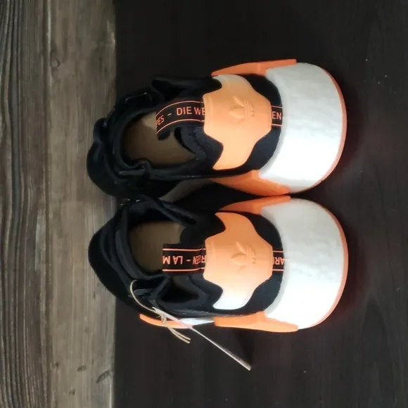 New Adidas NMD R1 Black Orange Sneakers