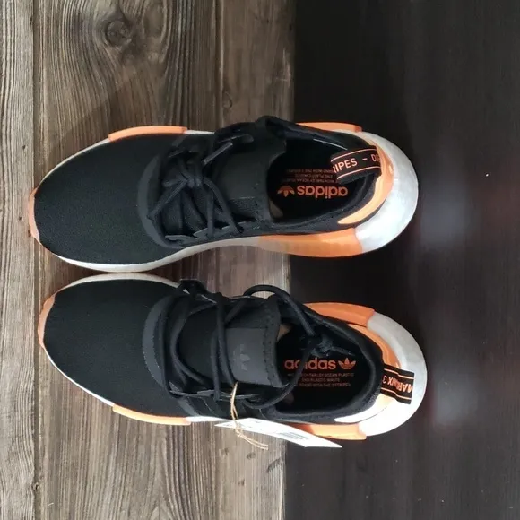 New Adidas NMD R1 Black Orange Sneakers