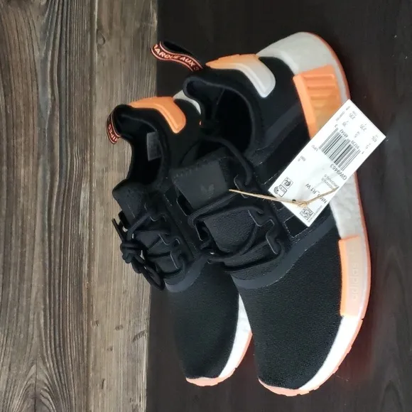 New Adidas NMD R1 Black Orange Sneakers