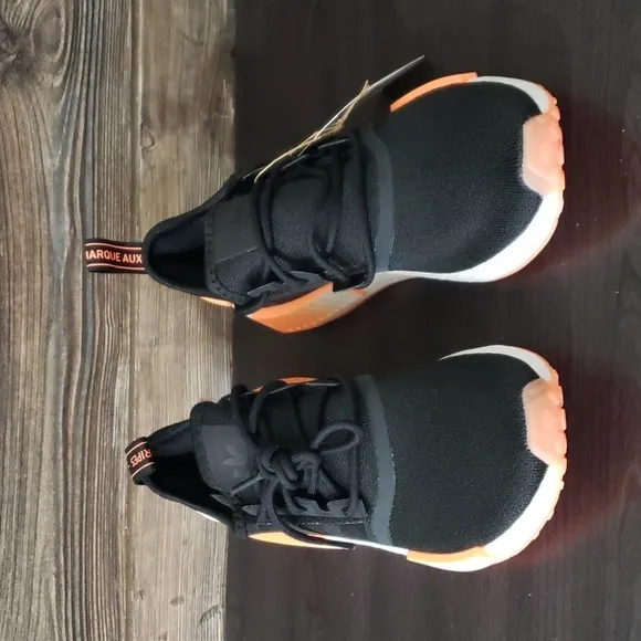 New Adidas NMD R1 Black Orange Sneakers